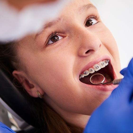 Parent and child at an orthodontic screening