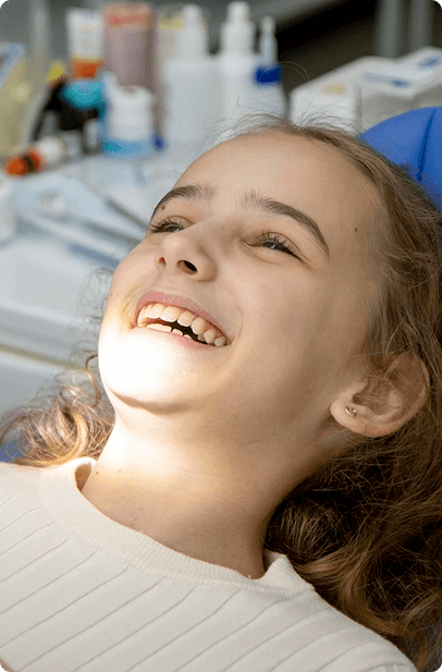 A child receiving a dental crown at Big Picture Pediatric Dentistry