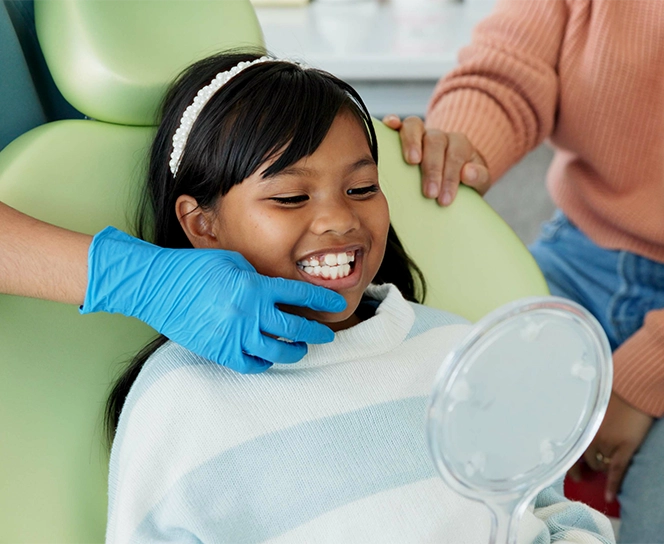 Child at a routine dental checkup