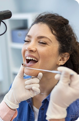 Teenager at a pediatric dental visit